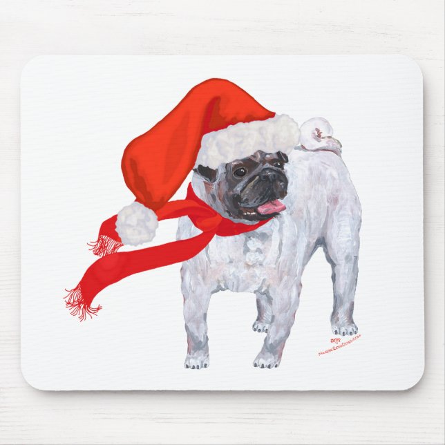 Alfombrilla De Ratón Pug de Navidad (Frente)