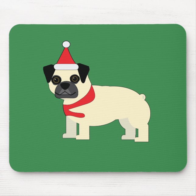 Alfombrilla De Ratón Pug de Santa (Frente)