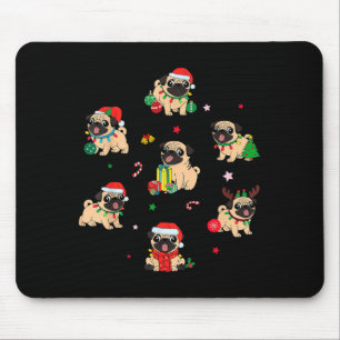 Alfombrilla De Ratón Pug de Santa Luces Navideñas Pijama Reno Precioso