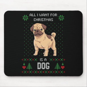 Alfombrilla De Ratón Pug de suéter feo de Navidad Perro de suéter feo