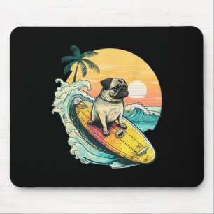 Alfombrilla De Ratón Pug Divertido Surfando en la Playa Amante de las M