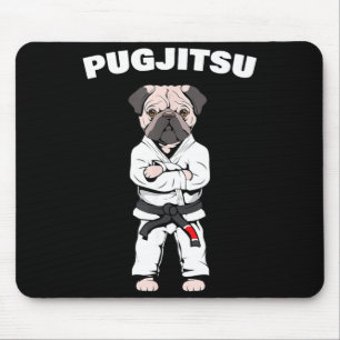 Alfombrilla De Ratón Pug Divertido y Lindo de Jiu Jitsu con Cinturón Ne