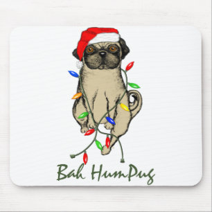 Alfombrilla De Ratón Pug Dog Bah Humpug Navidades graciosos