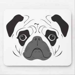 Alfombrilla De Ratón Pug Face Silhouette