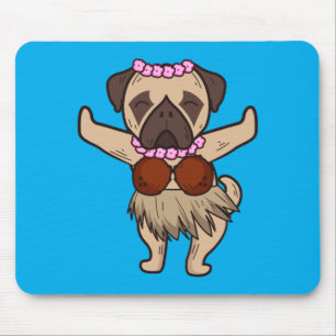 Alfombrilla De Ratón Pug hawaiano baile hula genial aloha animal divert