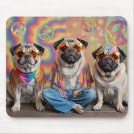Alfombrilla De Ratón Pug Hippie Mousepad