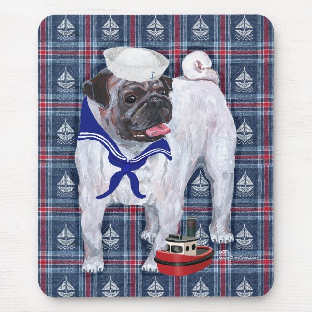 Alfombrilla De Ratón Pug Marinero (Frente)