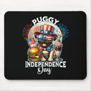 Alfombrilla De Ratón Pug Moon Independence Day Pug
