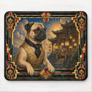 Alfombrilla De Ratón Pug, perro Art Déco
