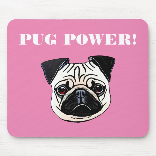 Alfombrilla De Ratón Pug Power (Frente)