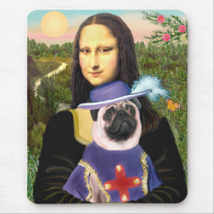 Alfombrilla De Ratón Pug (Sir) - Mona Lisa - Personalizada