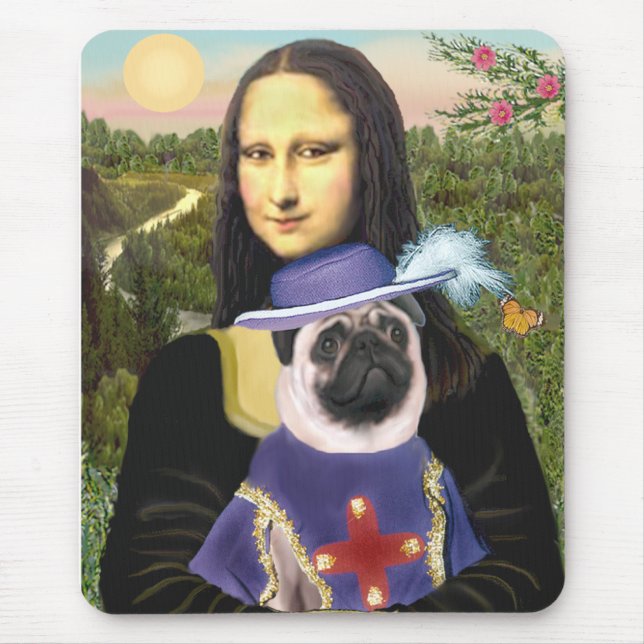 Alfombrilla De Ratón Pug (Sir) - Mona Lisa - Personalizada (Frente)