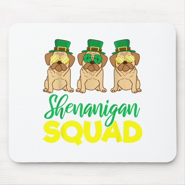 Alfombrilla De Ratón Pug Squad Funny Lucky St Patricks Day 2020 Team Gr (Frente)