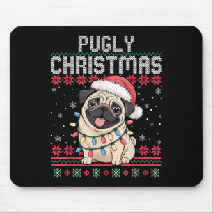 Alfombrilla De Ratón Pugly Ba Ham Pug Jersey Feo De Navidad Perro Pugs