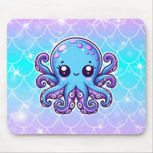 Alfombrilla De Ratón Pulpo azul lindo