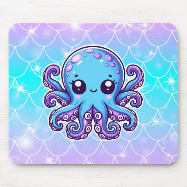 Alfombrilla De Ratón Pulpo azul lindo (Frente)