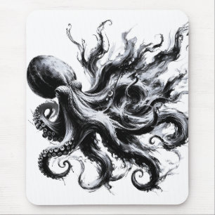 Alfombrilla De Ratón Pulpo Kraken de fluido de tinta abstracta