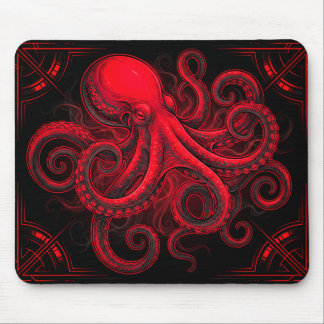 Alfombrilla De Ratón Pulpo Rojo Marino Surrealista