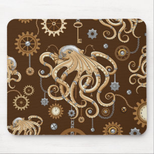 Alfombrilla De Ratón Pulpo Steampunk Retro Fantasía Mecánica
