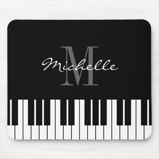 Alfombrilla De Ratón Pulsera de piano monogramada para pianista (Frente)