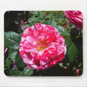 Alfombrilla De Ratón Pulsera de ratón de flores de mármol blanco y rojo