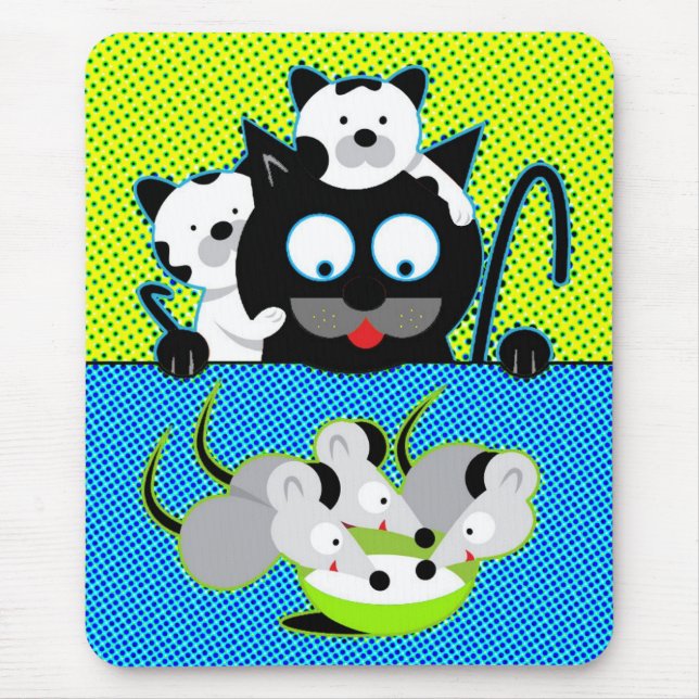 Alfombrilla De Ratón Pulsera de ratón de ratones contra gatos (Frente)