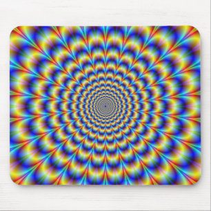 Alfombrilla De Ratón Pulso psicodélico en Mousepad azul y amarillo