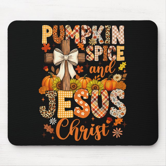 Alfombrilla De Ratón Pumpkin Sce And Jesus Christ Funny Fall Christian  (Frente)