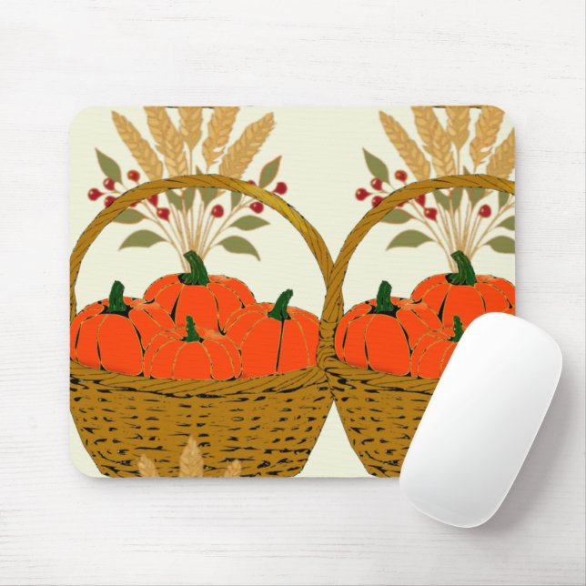 Alfombrilla De Ratón 🍂 **Pumpkin & Wheat Basket Mouse Pad (Con ratón)