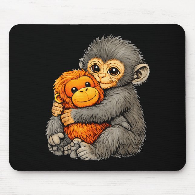 Alfombrilla De Ratón Punch monkey funny cute baby animal hugging plush  (Frente)