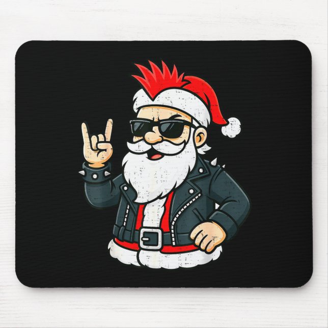 Alfombrilla De Ratón Punk Rock Santa Claus Emo Christmas Rocker Pajamas (Frente)