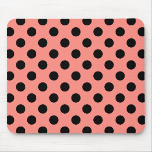 Alfombrilla De Ratón Punto de polka negro sobre melocotón