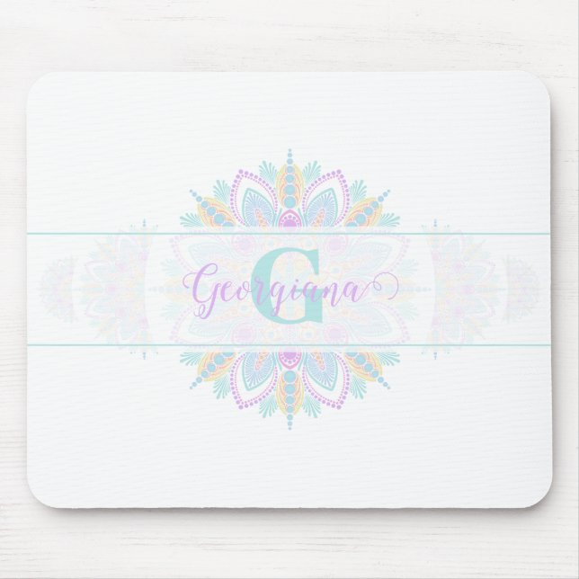 Alfombrilla De Ratón Punto ornamental del arcoiris Pastel personalizado (Frente)