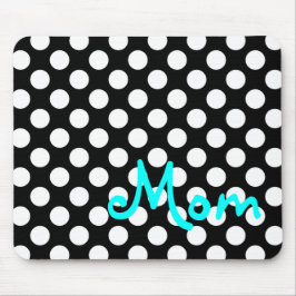 Alfombrilla De Ratón Punto Polka Blanco y Negro Personalizado