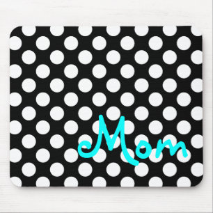 Alfombrilla De Ratón Punto Polka Blanco y Negro Personalizado