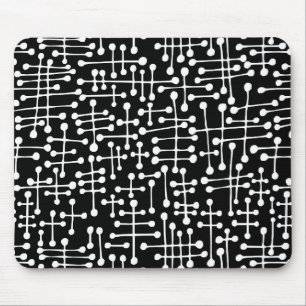 Alfombrilla De Ratón Puntos conectados: blanco en negro