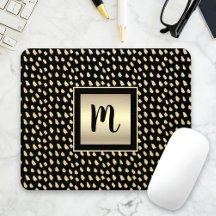 Puntos de oro negro moderno monograma script lujo