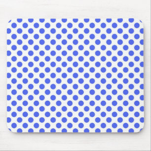 Alfombrilla De Ratón puntos de polka azul en blanco