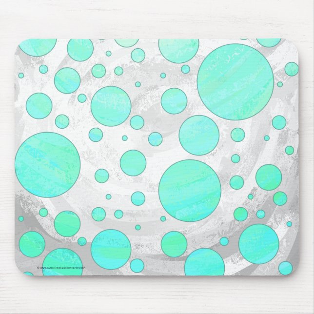Alfombrilla De Ratón Puntos de Polka Azul Mint Ice Aqua (Frente)