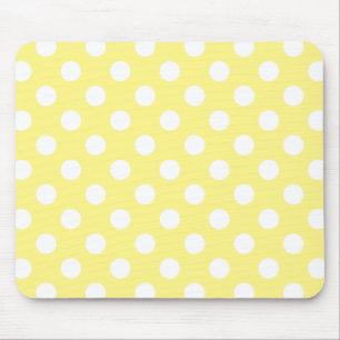 Alfombrilla De Ratón Puntos de polka blanco sobre amarillo limón