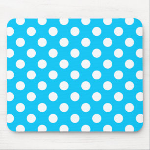 Alfombrilla De Ratón Puntos de polka blanco sobre azul eléctrico