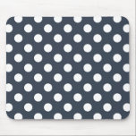 Alfombrilla De Ratón Puntos de polka blanco sobre gris azul<br><div class="desc">Puntos de polka blanco sobre gris azul</div>