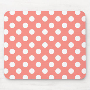 Alfombrilla De Ratón Puntos de polka blanco sobre melocotón