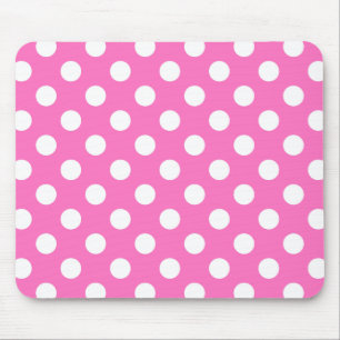Alfombrilla De Ratón Puntos de polka blanco sobre rosa