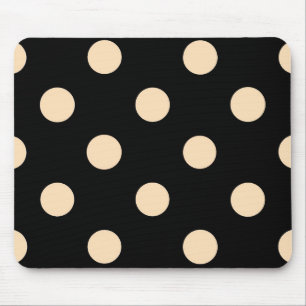Alfombrilla De Ratón Puntos de Polka de Crema Negra