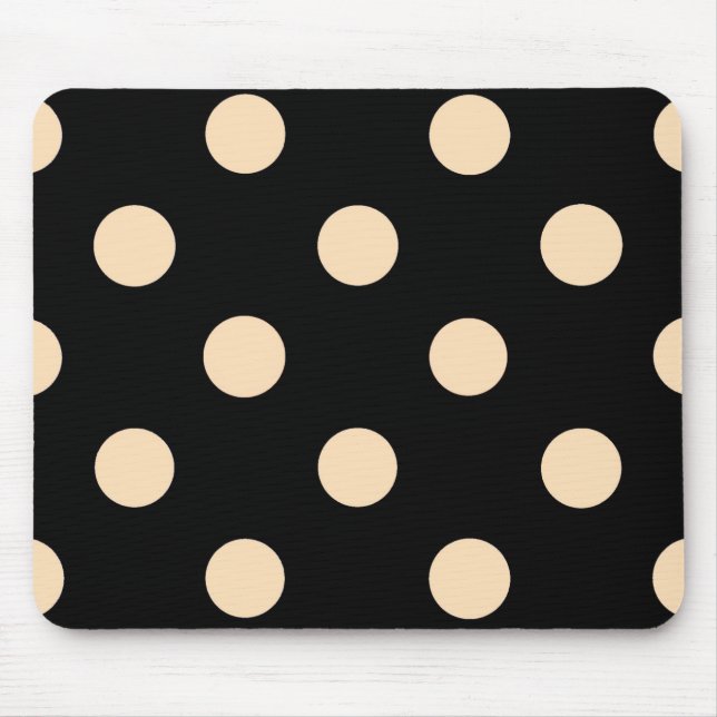 Alfombrilla De Ratón Puntos de Polka de Crema Negra (Frente)