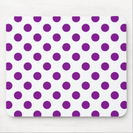 Alfombrilla De Ratón Puntos de polka morado y blanco
