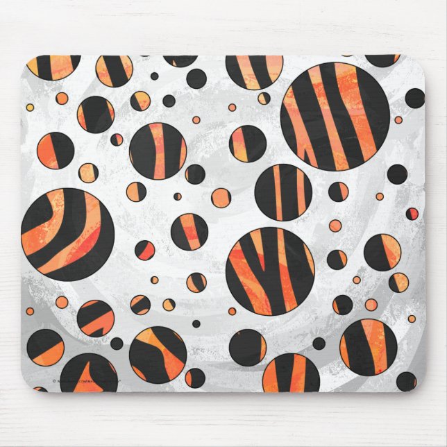 Alfombrilla De Ratón Puntos de polka negro y Naranja de cebra (Frente)