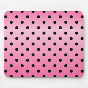 Alfombrilla De Ratón puntos de polka negros geniales en fondo rosa bril