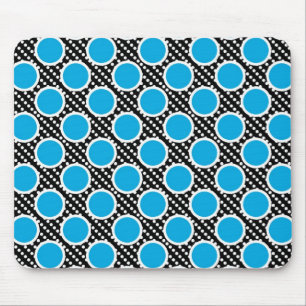 Alfombrilla De Ratón Puntos de polka negros y acuáticos